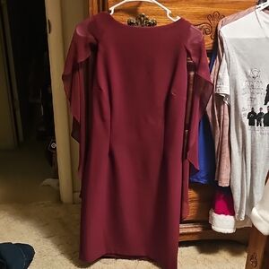 Sleeved Midi Dress in Deep Burgundy